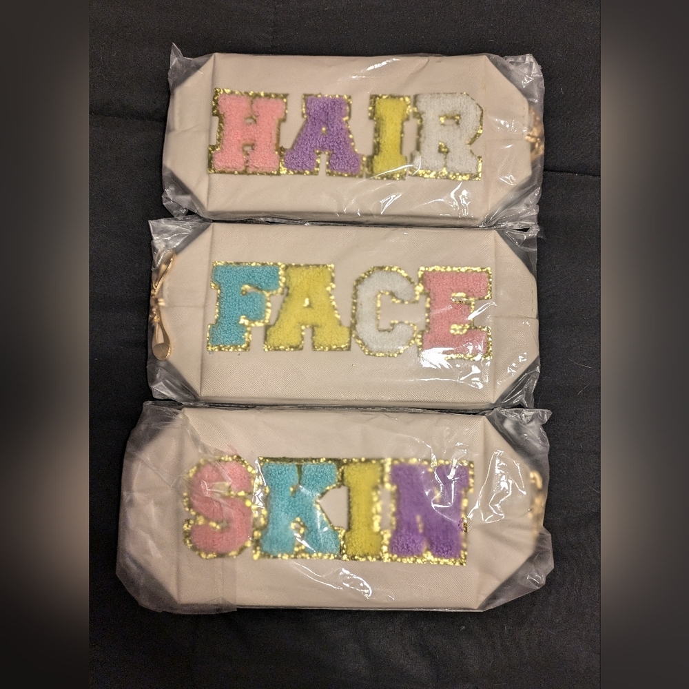 3 piece preppy cosmetic bag